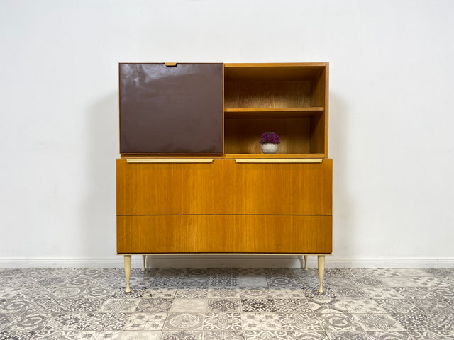 WMK Stilvolles & gut erhaltenes Mid-Century Highboard mit Bar von VEB Bad Liebenwerda, 1967, bauähnlich mit VEB Hellerau # Barschrank Barkommode Hausbar Minibar Sideboard Kommode DDR Vintage 60er