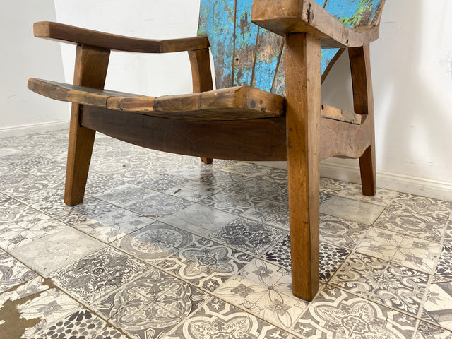 Boatwood by WMK #  Formschöner & sehr robuster Relaxsessel aus altem Bootsholz, ein handgefertigtes Unikat aus massivem Teakholz # Sessel Lesesessel Clubsessel Holzsessel Gartenmöbel Balkonmöbel