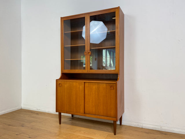 WMK # Hochwertige skandinavische Mid-Century Designer Vitrine von Brouer Møbelfabrik aus massivem Teakholz # Regal Bücherschrank Bücherregal Highboard Sideboard Glass Cabinet Danish Design Vintage