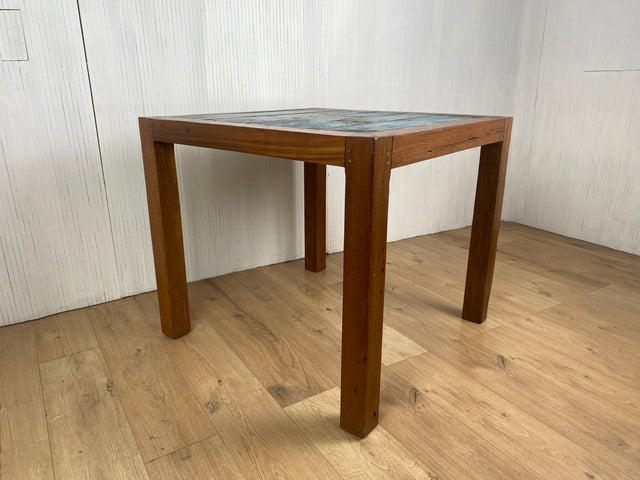 Boatwood by WMK # Sehr schöner & robuster Esstisch (90x90cm) aus altem Bootsholz, ein handgefertigtes Unikat aus massivem Teakholz # Tisch Esszimmertisch Holztisch Küchentisch Gastro Dinning Table