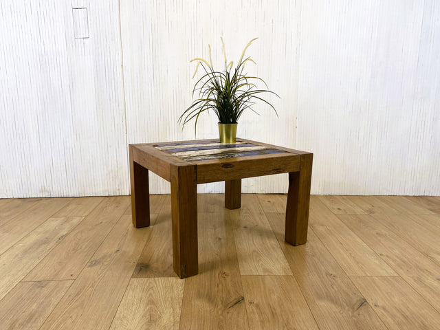 Boatwood by WMK # Farbenfroher & sehr robuster Couchtisch aus altem Bootsholz, ein handgefertigtes Unikat aus massivem Teakholz # Wohnzimmertisch Coffee Table Beistelltisch Bootsmöbel Teak Upcycling