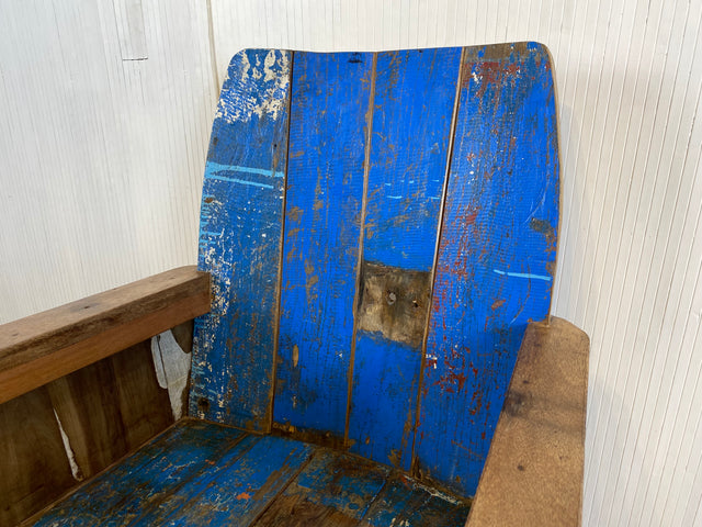 Boatwood by WMK # 1/4 Beautiful armchair in beautiful blue made of old boat wood, a handmade unique piece made of solid teak # Armchair Reading chair Club chair Wooden chair Garden furniture Balcony furniture