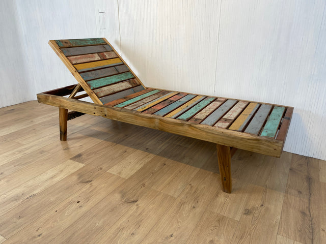 Boatwood by WMK # Sehr schöne & hochwertige Liege aus altem Bootsholz, ein handgefertigtes Unikat aus massivem Teakholz #  Sonnenliege Holzliege Daybed Bank Gartenmöbel Upcycling Teak Loft Industrial