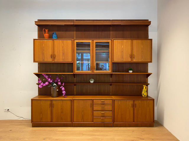 WMK Umfangreiches, hochwertiges und gut erhaltenes modulares Mid-Century Regalsystem im Teakholz # Regalwand Regal Schrankwand Sideboard Stingregal Skandinavisch Danish Design Teak Vintage 60er