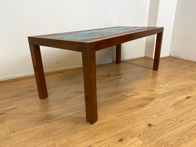 Boatwood by WMK I Besonders schöner 200x90cm großer Esstisch aus altem Bootsholz, ein handgefertigtes Unikat aus massivem Teakholz I Tisch Esszimmertisch Holztisch Küchentisch Gastro Dining Table