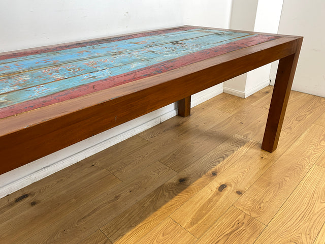 Boatwood by WMK I Besonders schöner 200x90cm großer Esstisch aus altem Bootsholz, ein handgefertigtes Unikat aus massivem Teakholz I Tisch Esszimmertisch Holztisch Küchentisch Gastro Dining Table