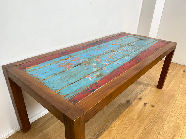 Boatwood by WMK I Besonders schöner 200x90cm großer Esstisch aus altem Bootsholz, ein handgefertigtes Unikat aus massivem Teakholz I Tisch Esszimmertisch Holztisch Küchentisch Gastro Dining Table