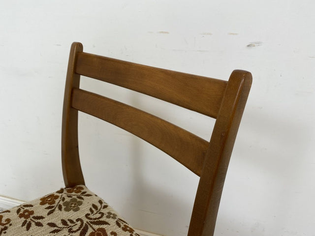 WMK 1/2 Sehr schöner, bequemer & gut erhaltener skandinavischer Stuhl mit tollem floralem Originalbezug # Stühle Esszimmerstühle Küchenstuhl Holzstühle Chair Retro Vintage 60er 70er # Versand möglich