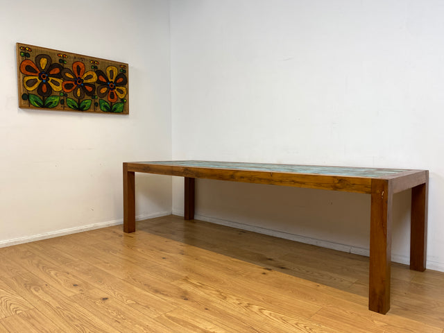 Boatwood by WMK I Imposanter 280x100cm großer Esstisch aus altem Bootsholz I handgefertigtes Unikat I Teakholz massiv I Tisch Tafel Esszimmer Küchen Garten Holz Dining Table Patchwork Berlin Kiel Sylt