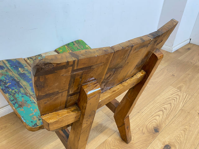 Boatwood by WMK # 1/2 Besonderer Loungesessel aus altem Bootsholz, ein handgefertigtes Unikat aus massivem Teakholz , Outdoor geeignet # Sessel Relaxsessel Holzsessel Gartenmöbel Balkonmöbel Bootsmöbel