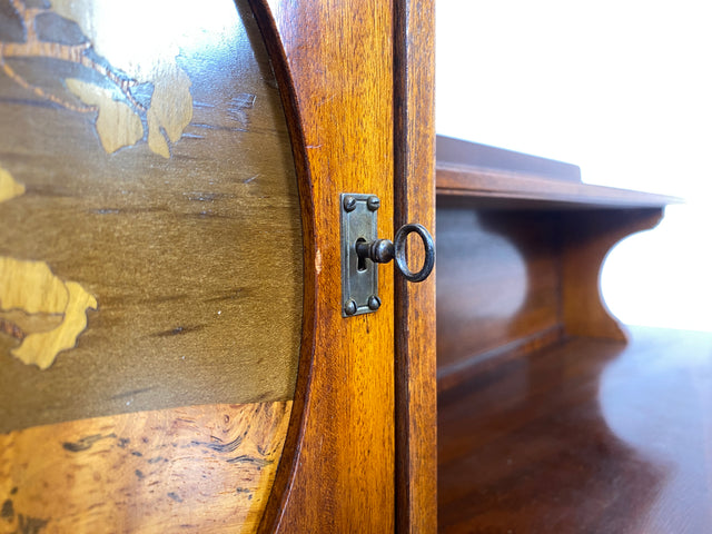 WMK Eleganter und sehr gut erhaltener kleiner antiker Schreibtisch aus vollem Holz in Mahagoni mit hübschen Intarsien # Arbeitstisch Lady Sekretär Schminktisch Frisiertisch Desk Vintage Jugendstil