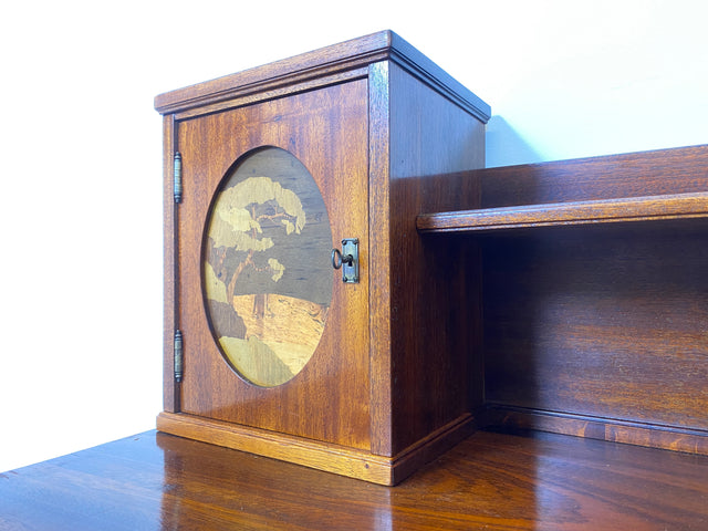 WMK Eleganter und sehr gut erhaltener kleiner antiker Schreibtisch aus vollem Holz in Mahagoni mit hübschen Intarsien # Arbeitstisch Lady Sekretär Schminktisch Frisiertisch Desk Vintage Jugendstil