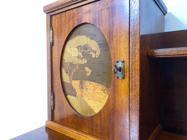 WMK Eleganter und sehr gut erhaltener kleiner antiker Schreibtisch aus vollem Holz in Mahagoni mit hübschen Intarsien # Arbeitstisch Lady Sekretär Schminktisch Frisiertisch Desk Vintage Jugendstil