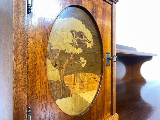 WMK Eleganter und sehr gut erhaltener kleiner antiker Schreibtisch aus vollem Holz in Mahagoni mit hübschen Intarsien # Arbeitstisch Lady Sekretär Schminktisch Frisiertisch Desk Vintage Jugendstil