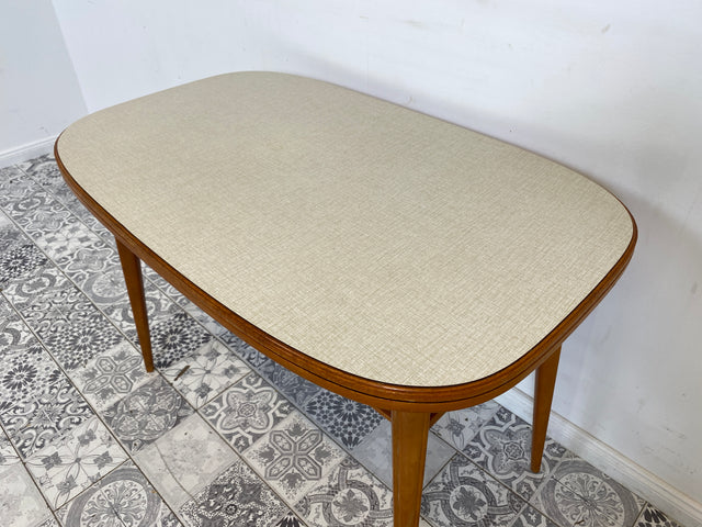 WMK Stilvoller und seltener Mid-Century Couchtisch mit wandelbarer Oberfläche aus Holz oder Resopal und praktischer Zeitungsablage # Wohnzimmertisch Tisch Coffee Table Salontisch 50er 60er Vintage