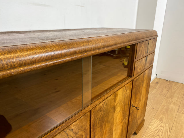 WMK I Made in SO36 I Wunderschöne 30er Jahre Art Deco Kommode aus vollem Holz mit Vitrine und Schubladen I Schrank Sideboard TV Lowboard Flurkommode Wäschekommode Vintage Antik Berlin Hamburg München