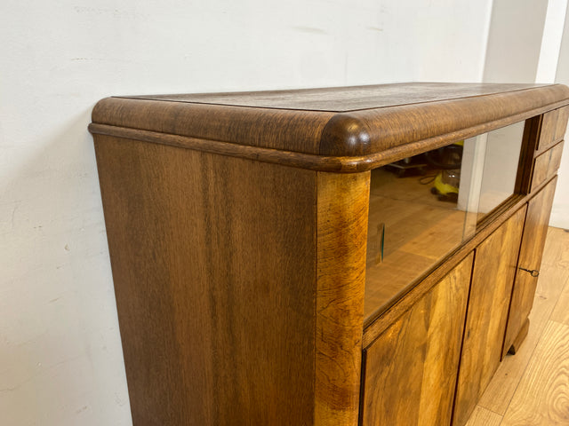 WMK I Made in SO36 I Wunderschöne 30er Jahre Art Deco Kommode aus vollem Holz mit Vitrine und Schubladen I Schrank Sideboard TV Lowboard Flurkommode Wäschekommode Vintage Antik Berlin Hamburg München