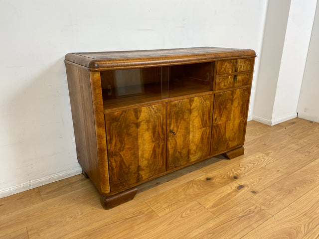 WMK I Made in SO36 I Wunderschöne 30er Jahre Art Deco Kommode aus vollem Holz mit Vitrine und Schubladen I Schrank Sideboard TV Lowboard Flurkommode Wäschekommode Vintage Antik Berlin Hamburg München