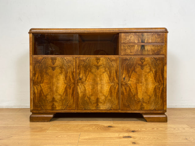 WMK I Made in SO36 I Wunderschöne 30er Jahre Art Deco Kommode aus vollem Holz mit Vitrine und Schubladen I Schrank Sideboard TV Lowboard Flurkommode Wäschekommode Vintage Antik Berlin Hamburg München