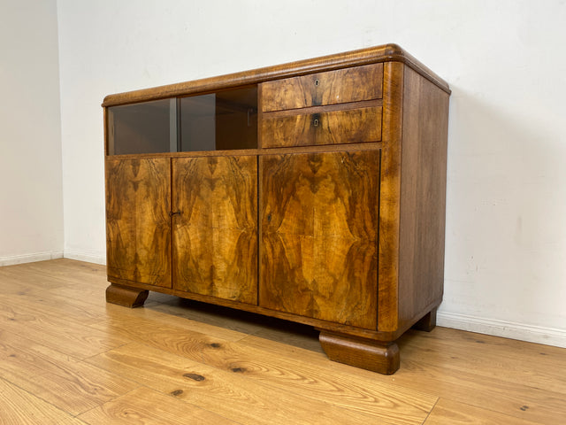 WMK I Made in SO36 I Wunderschöne 30er Jahre Art Deco Kommode aus vollem Holz mit Vitrine und Schubladen I Schrank Sideboard TV Lowboard Flurkommode Wäschekommode Vintage Antik Berlin Hamburg München