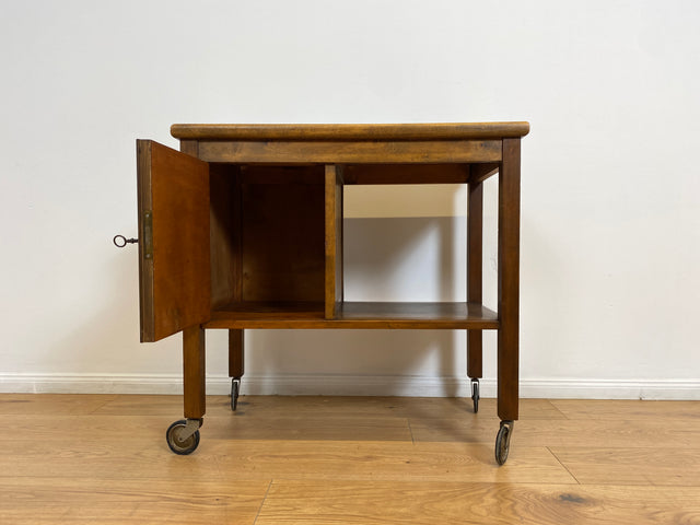 WMK # Beautiful 1930s Art Deco serving trolley on wheels with shelf &amp; lockable compartment # Tea trolley bar trolley side table coffee table trolley rolling cabinet bar bar dresser vintage # Shipping possible