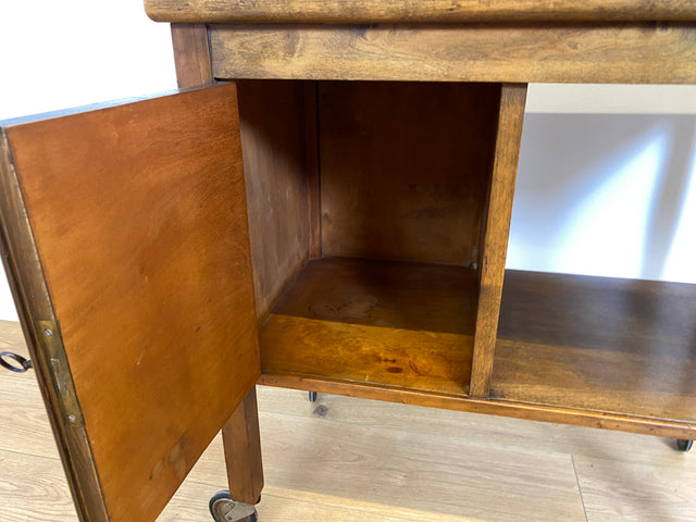 WMK # Beautiful 1930s Art Deco serving trolley on wheels with shelf &amp; lockable compartment # Tea trolley bar trolley side table coffee table trolley rolling cabinet bar bar dresser vintage # Shipping possible