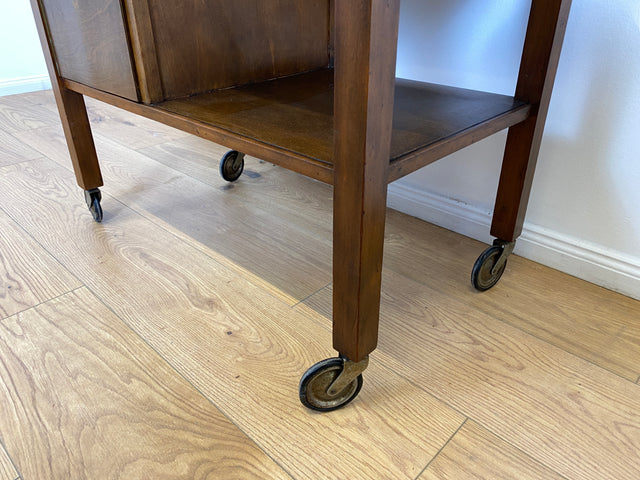 WMK # Beautiful 1930s Art Deco serving trolley on wheels with shelf &amp; lockable compartment # Tea trolley bar trolley side table coffee table trolley rolling cabinet bar bar dresser vintage # Shipping possible