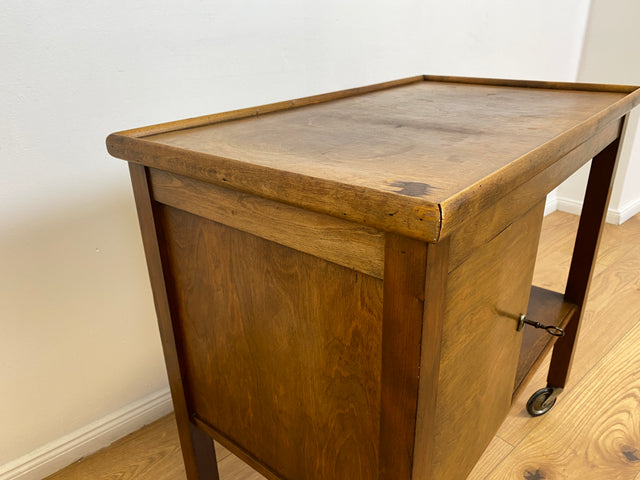WMK # Beautiful 1930s Art Deco serving trolley on wheels with shelf &amp; lockable compartment # Tea trolley bar trolley side table coffee table trolley rolling cabinet bar bar dresser vintage # Shipping possible
