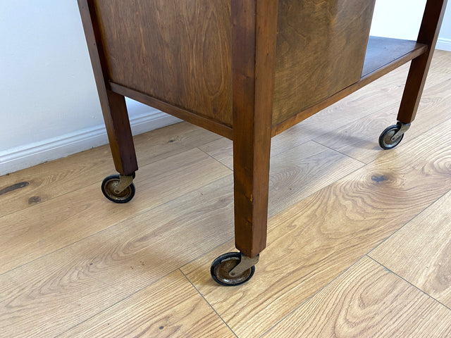 WMK # Beautiful 1930s Art Deco serving trolley on wheels with shelf &amp; lockable compartment # Tea trolley bar trolley side table coffee table trolley rolling cabinet bar bar dresser vintage # Shipping possible