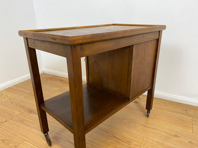 WMK # Beautiful 1930s Art Deco serving trolley on wheels with shelf &amp; lockable compartment # Tea trolley bar trolley side table coffee table trolley rolling cabinet bar bar dresser vintage # Shipping possible
