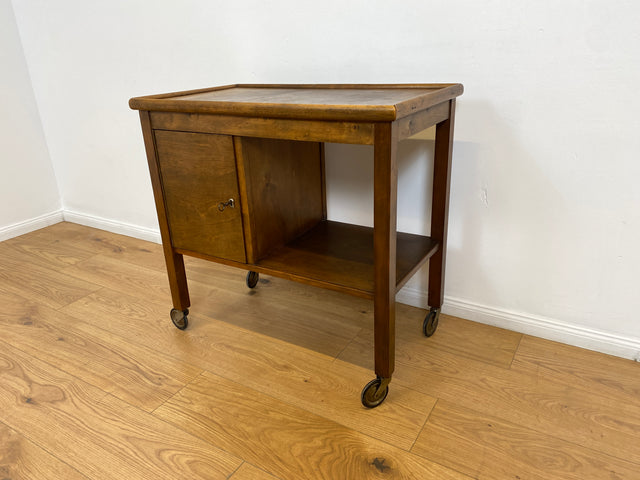 WMK # Beautiful 1930s Art Deco serving trolley on wheels with shelf &amp; lockable compartment # Tea trolley bar trolley side table coffee table trolley rolling cabinet bar bar dresser vintage # Shipping possible