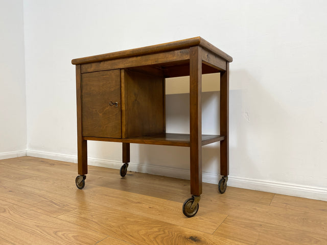 WMK # Beautiful 1930s Art Deco serving trolley on wheels with shelf &amp; lockable compartment # Tea trolley bar trolley side table coffee table trolley rolling cabinet bar bar dresser vintage # Shipping possible