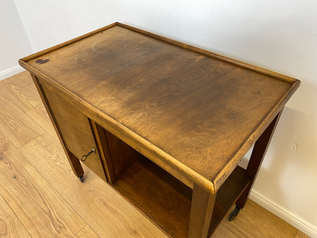 WMK # Beautiful 1930s Art Deco serving trolley on wheels with shelf &amp; lockable compartment # Tea trolley bar trolley side table coffee table trolley rolling cabinet bar bar dresser vintage # Shipping possible