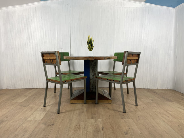 Boatwood by WMK # Formschöner und sehr robuster runder Esstisch aus altem Bootsholz, ein handgefertigtes Unikat aus massivem Teakholz # Tisch Küchentisch Holztisch Dinning Table # Lieferung möglich