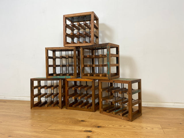 WMK 1/6 Unique wine rack for 12 bottles made of old boat wood, a handmade unique piece made of solid teak # Wine box bottle rack side table storage stool flower table wine rack teak