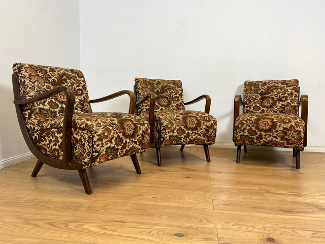 WMK 1/3 Besonders schöner und gut erhaltener 1930er Jahre Art Deco Clubsessel mit floralem Originalbezug & bequemen Federkernsitz # Fauteuil Sessel Lesesessel Armchair Sitzgarnitur Sitzgruppe Vintage