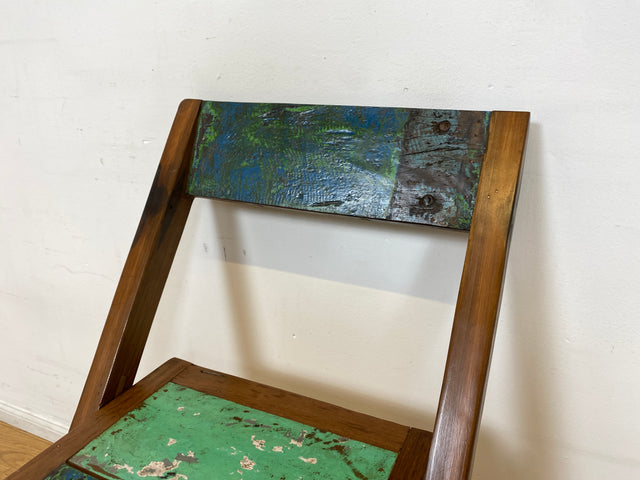 Boatwood by WMK # 4er Set besonderer Klappstühle aus altem Bootsholz I handgefertigte Unikate in original Farben I Stühle Küchenstuhle Holzstühle Campingstühle Balkonstühle Gartenstühle Berlin Bremen