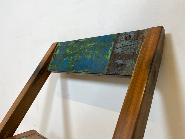 Boatwood by WMK # 4er Set besonderer Klappstühle aus altem Bootsholz I handgefertigte Unikate in original Farben I Stühle Küchenstuhle Holzstühle Campingstühle Balkonstühle Gartenstühle Berlin Bremen