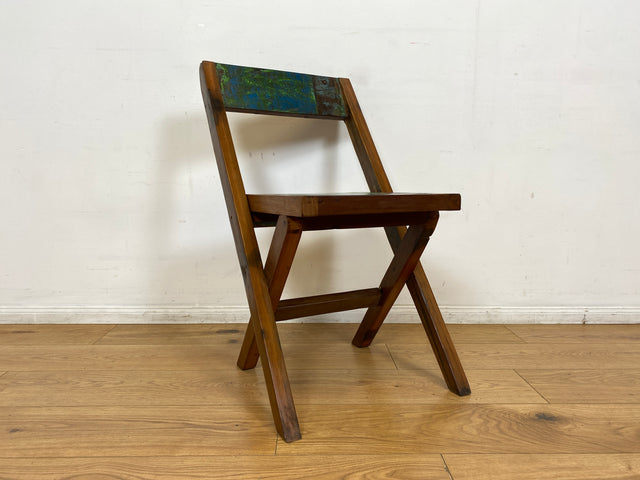 Boatwood by WMK # 4er Set besonderer Klappstühle aus altem Bootsholz I handgefertigte Unikate in original Farben I Stühle Küchenstuhle Holzstühle Campingstühle Balkonstühle Gartenstühle Berlin Bremen