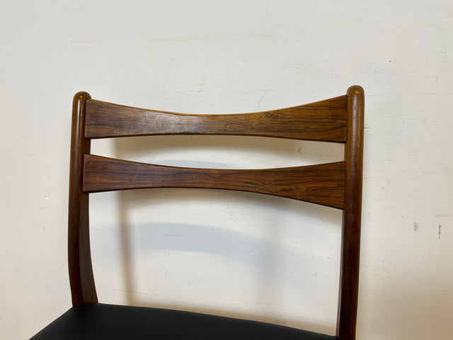 WMK I 4er Set skandinavischer Mid-Century Stühle I aus Teakholz mit schwarzem Kunst Leder Bezug I Esszimmerstühle Küchenstühle Holzstühle Chairs Skai Danish Design Vintage Teak Berlin Bayern Hannover