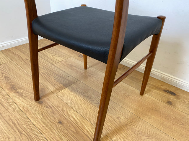 WMK I 4er Set skandinavischer Mid-Century Stühle I aus Teakholz mit schwarzem Kunst Leder Bezug I Esszimmerstühle Küchenstühle Holzstühle Chairs Skai Danish Design Vintage Teak Berlin Bayern Hannover