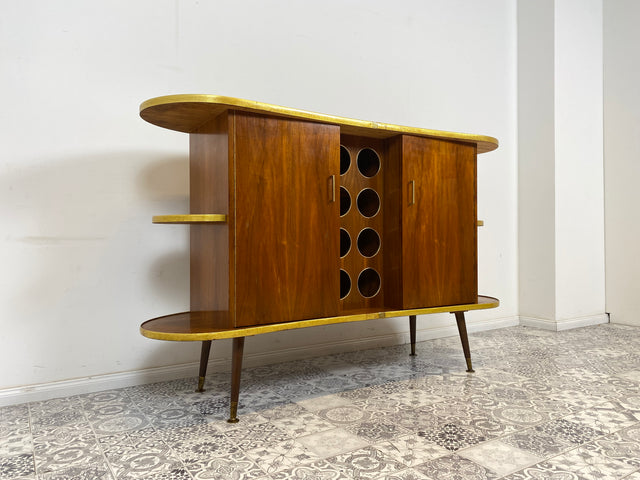 WMK I Ein Unikat I Einzigartige 50er Jahre Bar von Friedrich A. Maschke aus dem Schwarzwald mit handgefertigtem Alpen Relief Gemälde I Hausbar Tresen Wein Schrank Regal Vintage Mid-Century Kunst