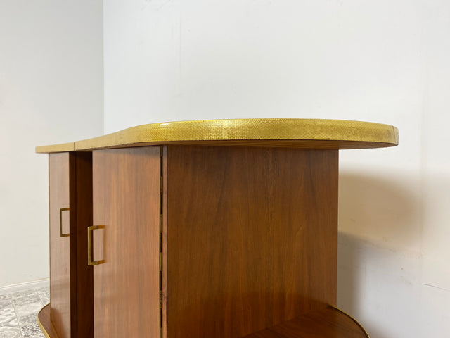 WMK I Ein Unikat I Einzigartige 50er Jahre Bar von Friedrich A. Maschke aus dem Schwarzwald mit handgefertigtem Alpen Relief Gemälde I Hausbar Tresen Wein Schrank Regal Vintage Mid-Century Kunst