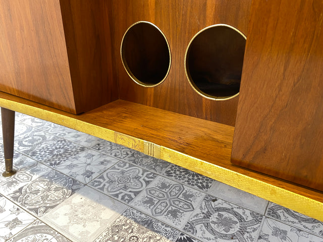 WMK I Ein Unikat I Einzigartige 50er Jahre Bar von Friedrich A. Maschke aus dem Schwarzwald mit handgefertigtem Alpen Relief Gemälde I Hausbar Tresen Wein Schrank Regal Vintage Mid-Century Kunst