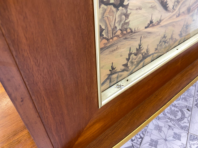 WMK I Ein Unikat I Einzigartige 50er Jahre Bar von Friedrich A. Maschke aus dem Schwarzwald mit handgefertigtem Alpen Relief Gemälde I Hausbar Tresen Wein Schrank Regal Vintage Mid-Century Kunst