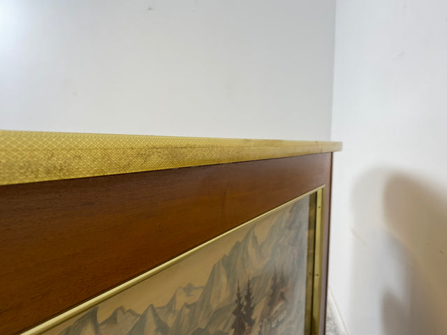 WMK I Ein Unikat I Einzigartige 50er Jahre Bar von Friedrich A. Maschke aus dem Schwarzwald mit handgefertigtem Alpen Relief Gemälde I Hausbar Tresen Wein Schrank Regal Vintage Mid-Century Kunst