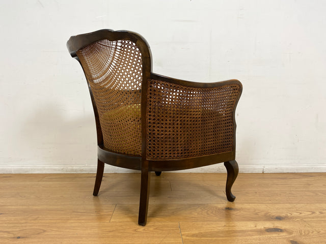 WMK I 1/2 Wunderschöner 50er Jahre Chippendale Sessel mit Wiener Geflecht, gold grünem Originalbezug und Federkern I Clubsessel Lesesessel Armchair Mid-Century Vintage Barock Berlin München Dortmund