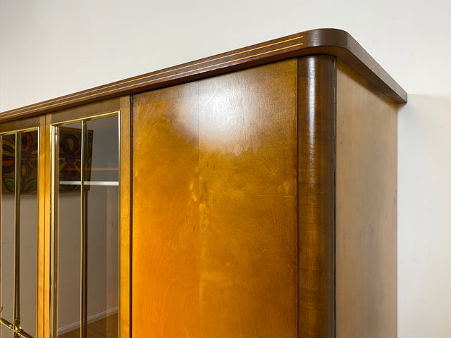 WMK I Versand 85€ I Formschöner und sehr gut erhaltener 50er Jahre Kleiderschrank mit Glastüren I Schrank Wardrobe Schlafzimmer Wäsche Mid-Century Rockabilly Vintage 60er Berlin Leipzig Dortmund