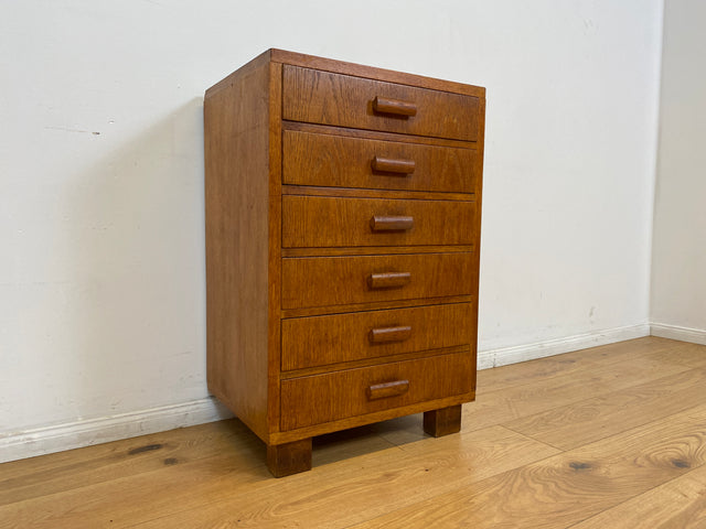 WMK # Formschlichte & gut erhaltene 50er Jahre Kommode aus vollem Eichenholz mit vielen Schubladen & originalen Holzgriffen # Sideboard Wäschekommode Schrank Schubladenkommode Vintage Mid-Century 60er