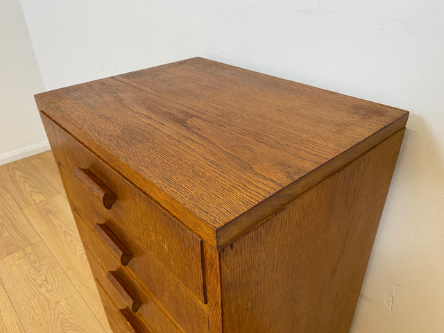 WMK # Formschlichte & gut erhaltene 50er Jahre Kommode aus vollem Eichenholz mit vielen Schubladen & originalen Holzgriffen # Sideboard Wäschekommode Schrank Schubladenkommode Vintage Mid-Century 60er